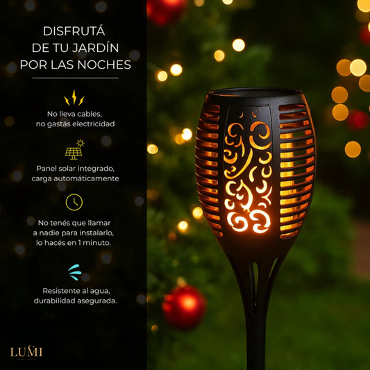 Antorcha luz solar efecto fuego(2 Unidades)