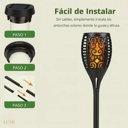 Antorcha luz solar efecto fuego(2 Unidades)